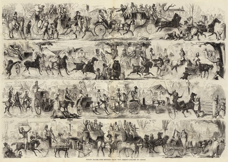 Závody Epsom, návrat z derby od John Leech