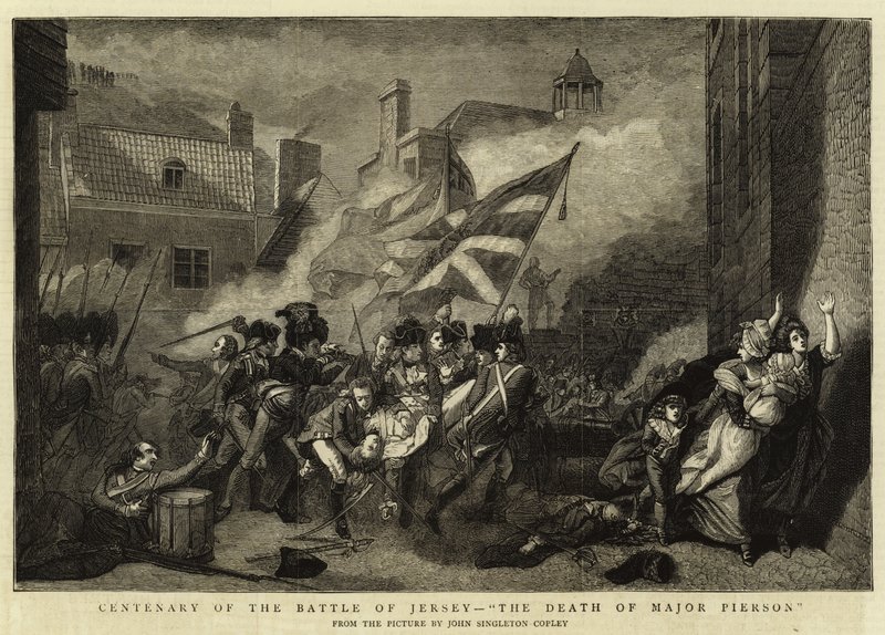 Stoleté výročí bitvy u Jersey, smrt majora Piersona od John Singleton Copley