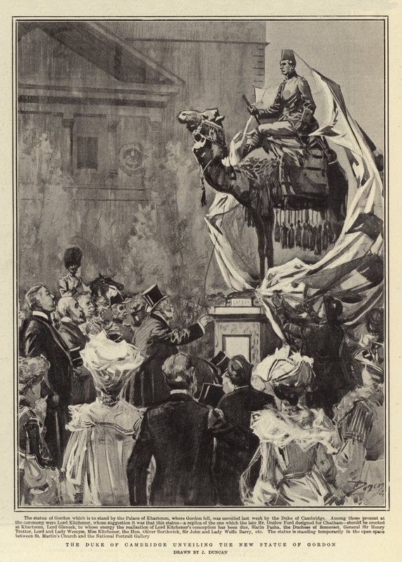 Vévoda z Cambridge odhaluje novou sochu Gordona od after John Duncan