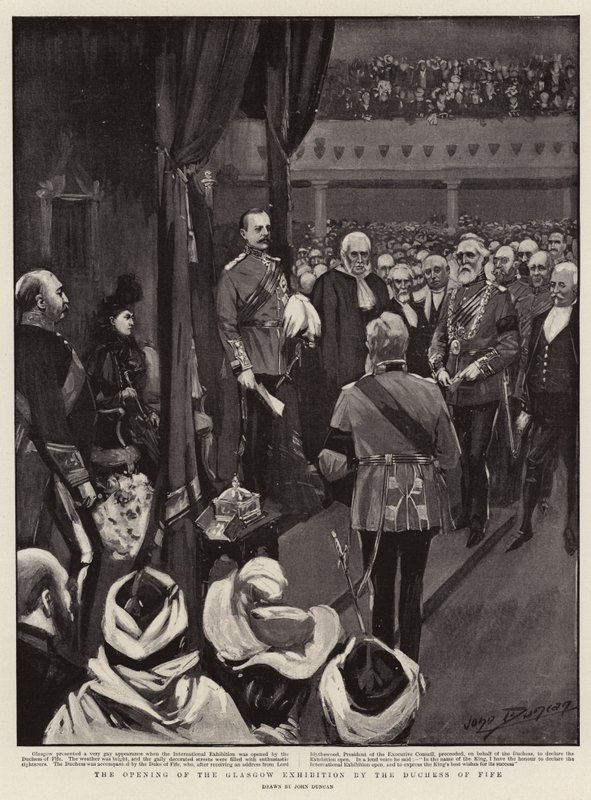 Zahájení glasgowské výstavy vévodkyní z Fife od after John Duncan