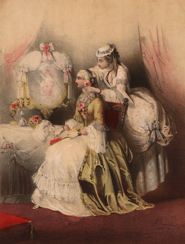 Marie Antoinetta se svou komornou (barevná litografie) od John (after) Brandard