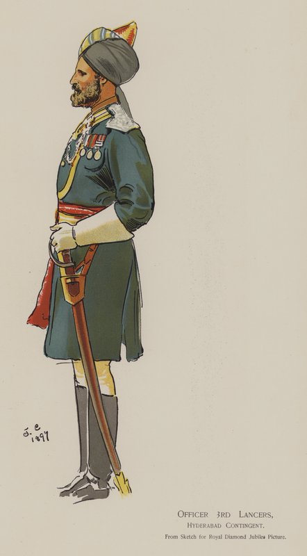 Důstojník 3rd Lancers, Hajdarábádský kontingent (barevné lito) od John (after) Charlton