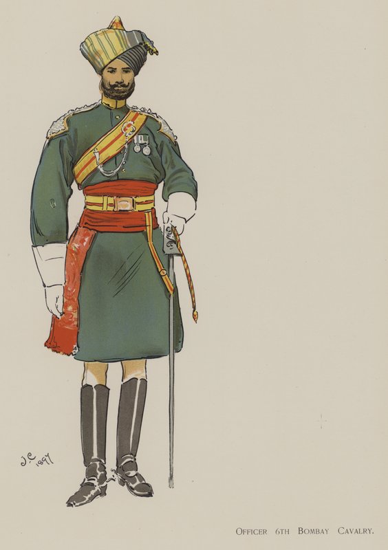 Důstojník 6th Bombay Cavalry (Black Litho) od John (after) Charlton