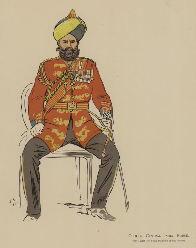 Důstojník Central India Horse (barva litho) od John (after) Charlton