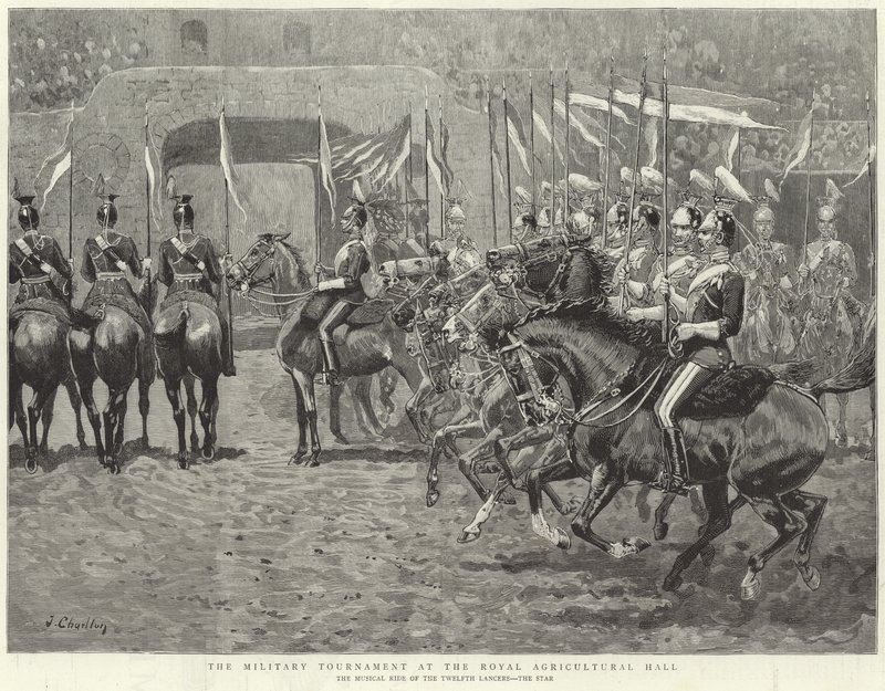 Vojenský turnaj v Royal Agricultural Hall (rytina) od John (after) Charlton