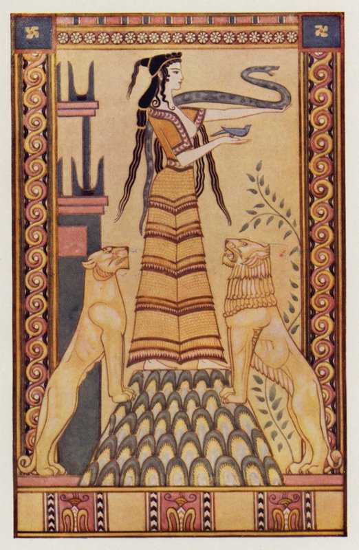 Hadí bohyně z Kréty (barevná litografie) od John (after) Duncan