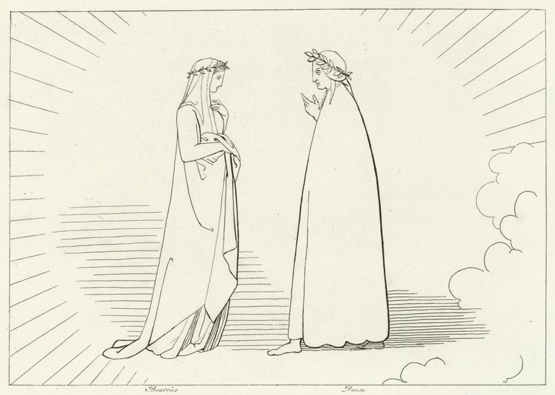 Beatrice a Dante, Ráj, Kanto 7 (rytina) od John (after) Flaxman