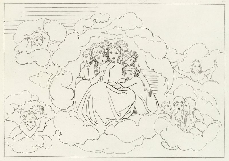 Nebeské meteory, ráj, Canto 30 (rytina) od John (after) Flaxman