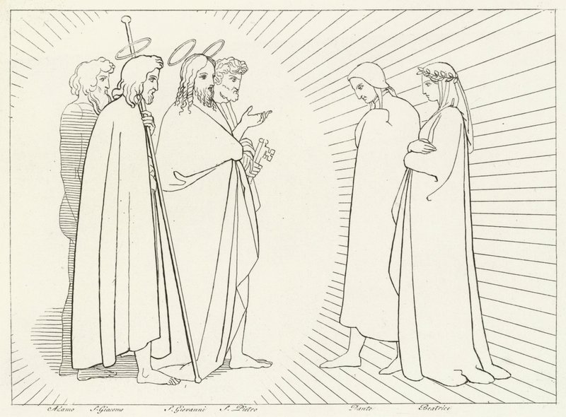 Konference se svatým Janem, ráj, Canto 26 (rytina) od John (after) Flaxman