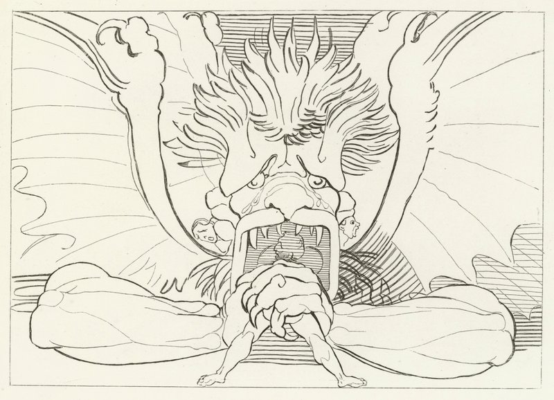 Dis, nebo Lucifer, Inferno, Canto 34 (rytina) od John (after) Flaxman