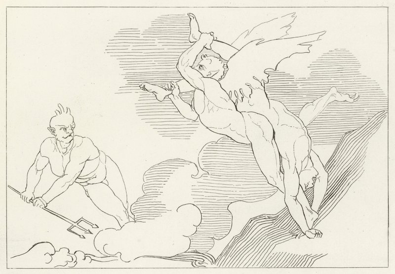 Summit of Malebolge, Inferno, Canto 21 (rytina) od John (after) Flaxman