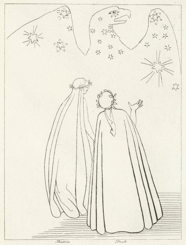 Nebeský orel, ráj, Canto 19 (rytina) od John (after) Flaxman
