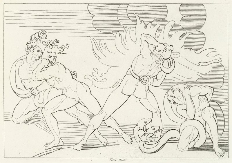 Ohniví hadi, Inferno, Canto 24 (rytina) od John (after) Flaxman