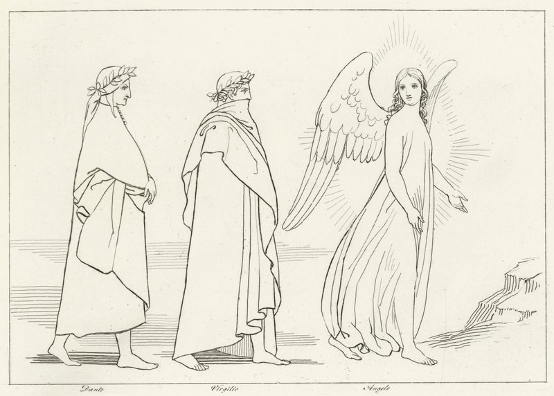 The Guiding Angel, Očistec, Canto 15 (rytina) od John (after) Flaxman