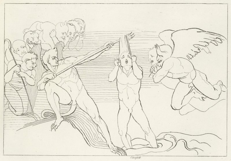 The Lake of Pitch, Inferno, Canto 22 (rytina) od John (after) Flaxman