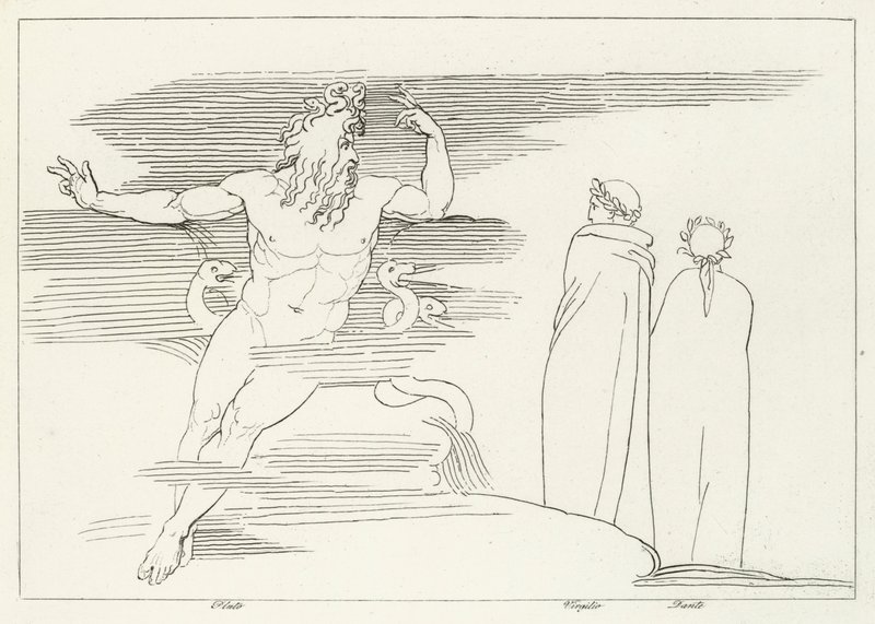 Region Pluto, Inferno, Canto 7 (rytina) od John (after) Flaxman