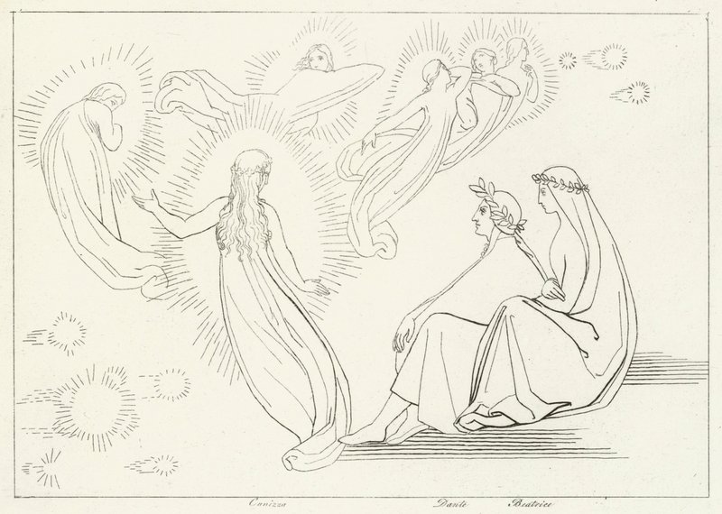 Návrat Cunissa, ráj, Canto 9 (rytina) od John (after) Flaxman