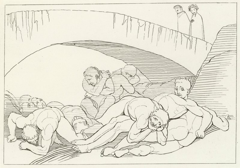The Vale of Disease, Inferno, Canto 29 (rytina) od John (after) Flaxman