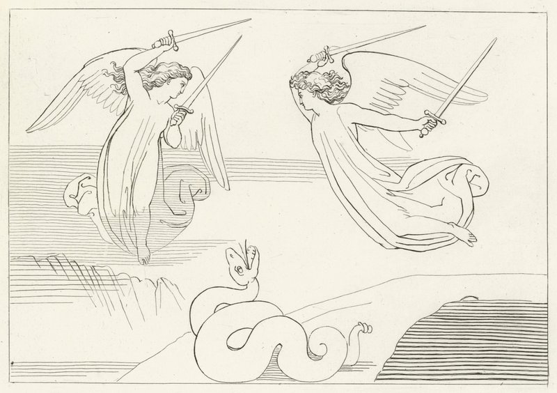 The Valley, Purgatory, Canto 8 (rytina) od John (after) Flaxman