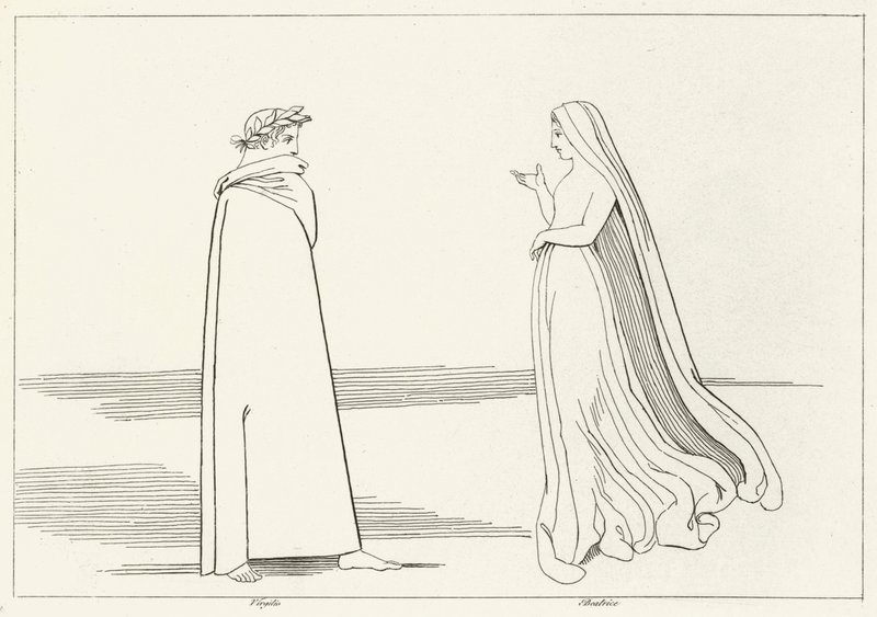 Setkání Virgila a Beatrice, Inferno, Canto 2 (rytina) od John (after) Flaxman