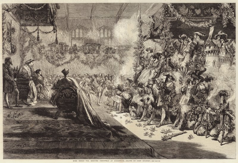 Král Jindřich VIII. drží Vánoce v Greenwichi (rytina) od John (after) Gilbert