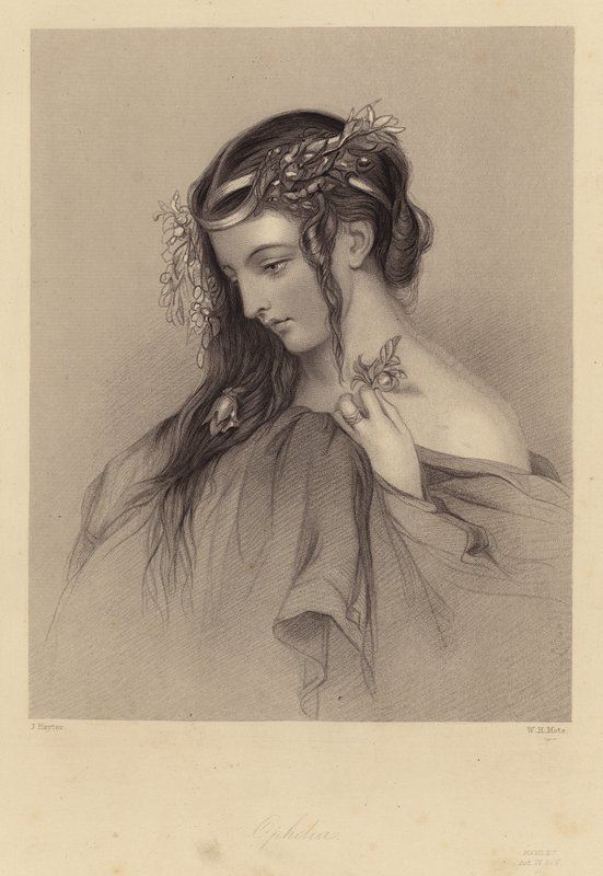 Shakespeare: Hamlet, Ofélie, IV. dějství, V. scéna (rytina) od John (after) Hayter