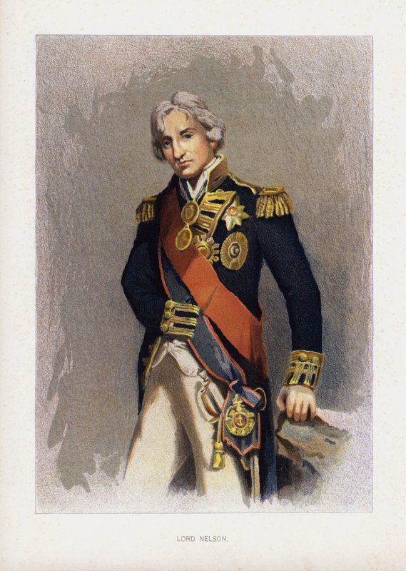 Admirál Lord Nelson , britský námořní velitel (barva litho) od John (after) Hoppner