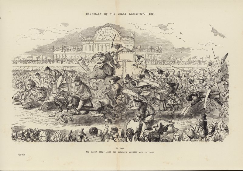 Památky Velké výstavy 1851, Velký dostih derby o osmnáct set padesát jedna (rytina) od John (after) Leech