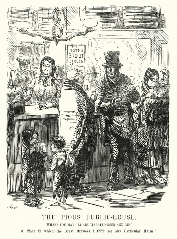 Punch cartoon: The Pious Public House (rytina) od John (after) Leech