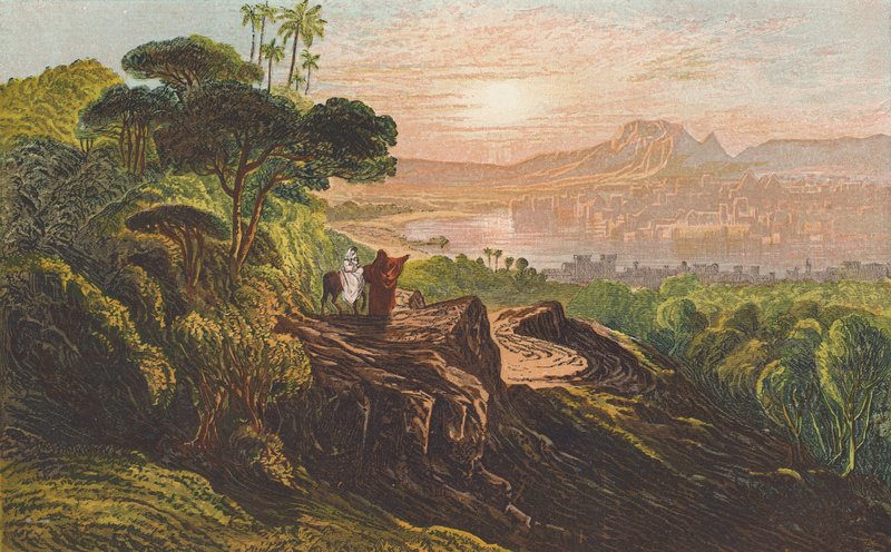 Útěk do Egypta (barevná litografie) od John (after) Martin