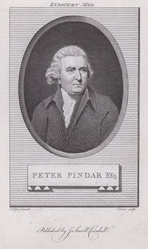 John Wolcot , anglický lékař a satirik, který psal pod pseudonymem Peter Pindar (rytina) od John (after) Opie