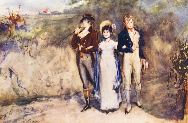 Dvě struny k jejímu luku, akvarelová skica (barevná litografie) od John (after) Pettie