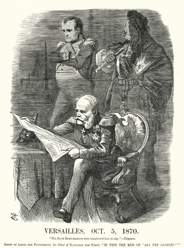 Punch cartoon: Versailles, 5. října 1870 - ponížení Francie ve francouzsko-pruské válce (rytina) od John (after) Tenniel