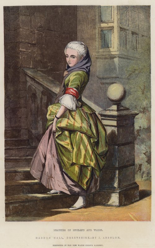 Krásy Anglie a Walesu, Haddon Hall, Derbyshire (chromolitho) od John Absolon
