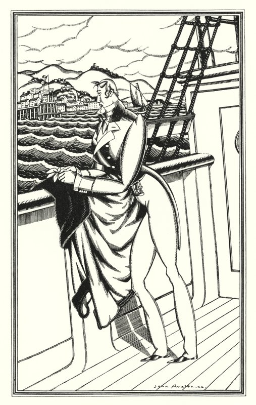 Ilustrace pro Dona Juana od Lorda Byrona: "Adieu, Adieu! Můj rodný břeh" (litho) od John Austen
