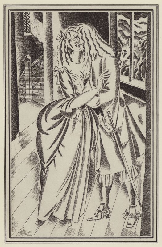 Ilustrace pro Moll Flanders od Daniela Defoe (litho) od John Austen
