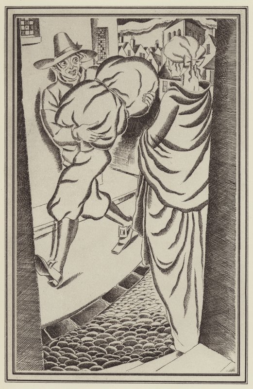 Ilustrace pro Moll Flanders od Daniela Defoe (litho) od John Austen