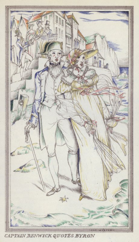 Ilustrace pro perštinu od Jane Austenové (barevné lito) od John Austen