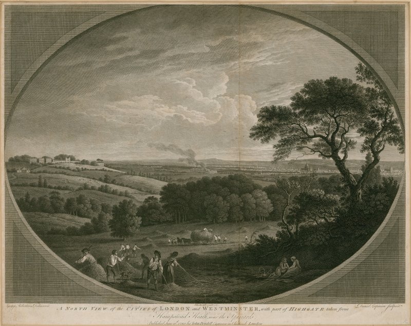 Severní pohled na města Londýn a Westminster s částí Highgate od John Boydell