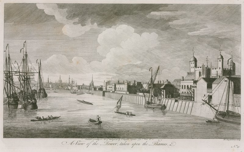 Pohled na Tower of London na řece Temži od John Boydell