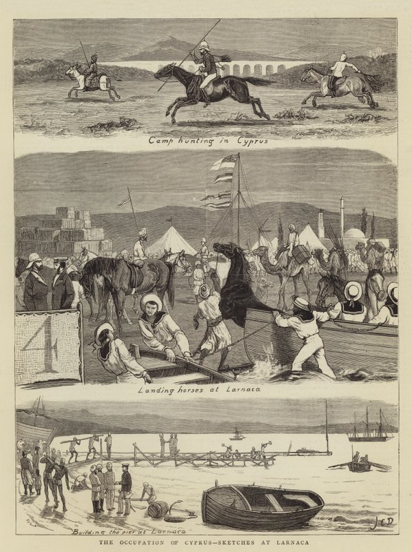 Okupace Kypru, Sketches at Larnaca (rytina) od John Charles (after) Dollman