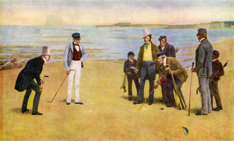 Stymie, čtveřice hrající golf v North Berwick od John Charles (after) Dollman