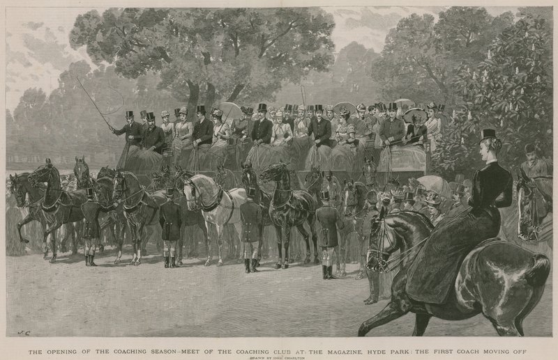 Setkání Coaching Clubu v časopise, Hyde Park, Londýn (rytina) od John Charlton