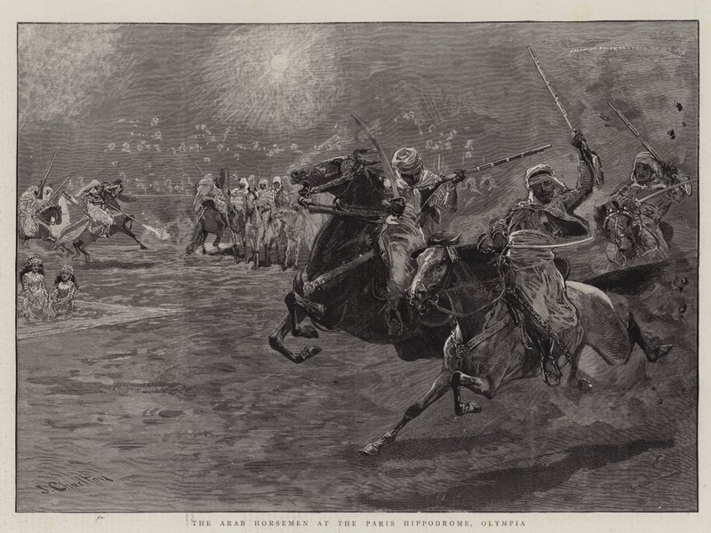 Arabští jezdci na pařížském hipodromu, Olympia od John Charlton