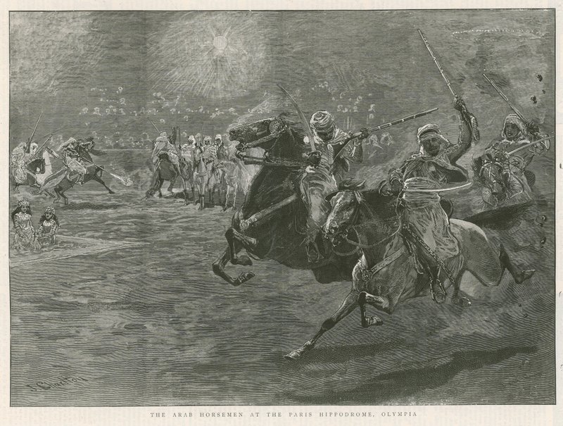 Arabští jezdci na pařížském hipodromu v Olympii od John Charlton