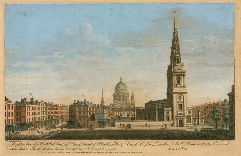 Perspektivní pohled na severozápadní průčelí farního kostela sv. Nevěst s krásnou věží od John Donowell