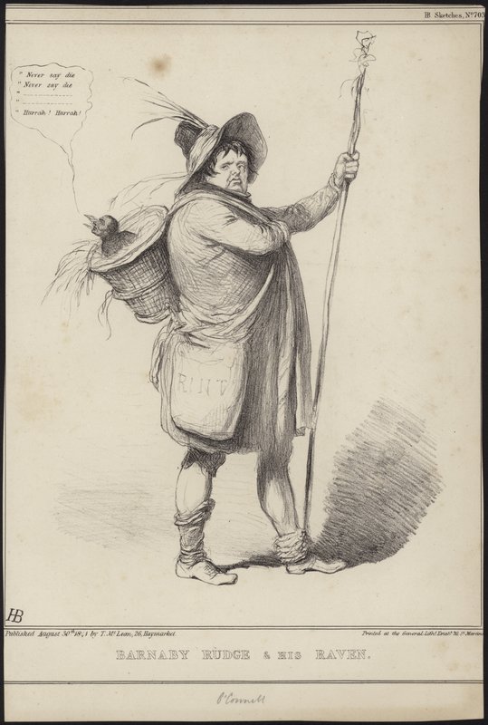 Barnaby Rudge a jeho havran, ilustrace z 