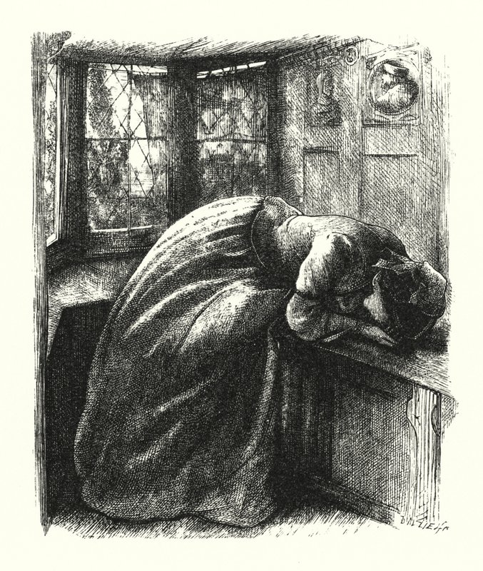 Mariana (rytina) od John Everett (after) Millais