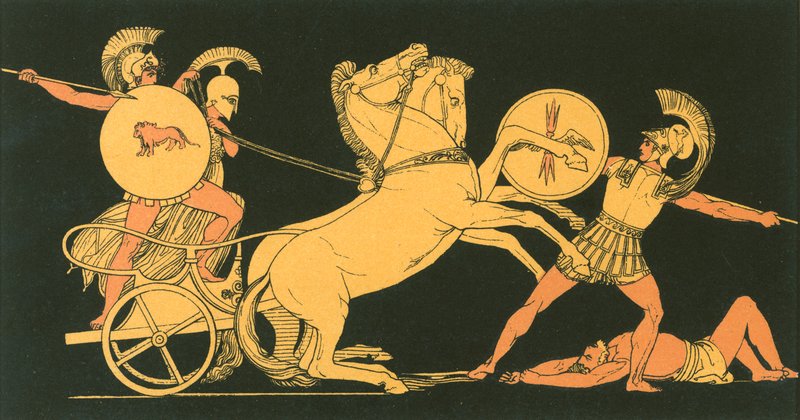 Diomed vrhá své kopí proti Aresovi od John Flaxman