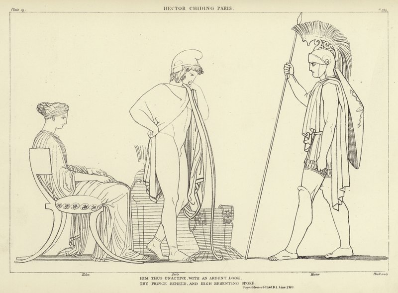 Hector kritizuje Paris od John Flaxman